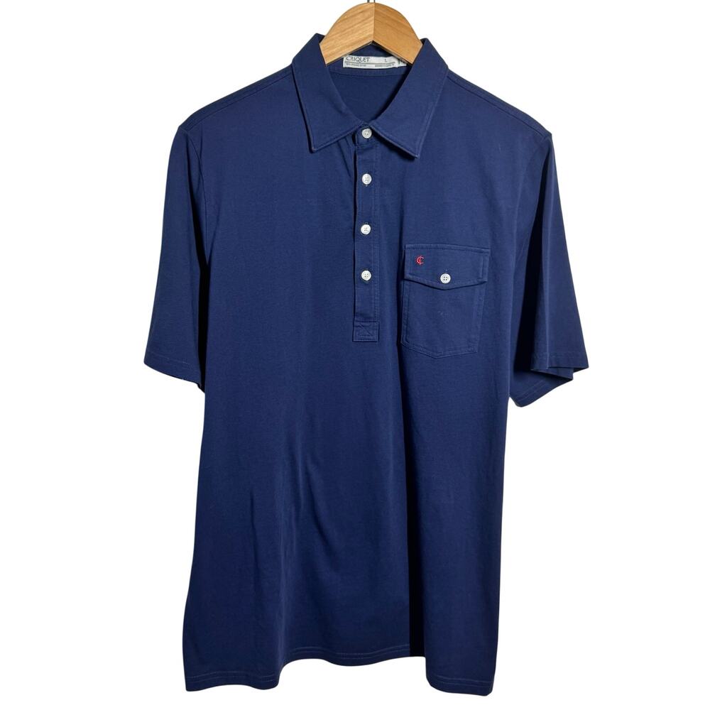 Criquet Players Shirt Men L Navy Blue Minimal Golf Quite Luxury Casual Old Money